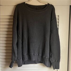 American Eagle Outfitters Gray Crew Neck Waffle Sweater